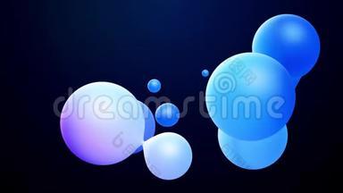 三维抽象背景，熔融蜡滴与内部蓝色辉光合并，并在液体中<strong>飞散</strong>。 无缝回路